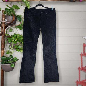 7 For All Mankind Women's sz 31 Flynt Black Corduroy Crushed Velvet Bootcut Jean